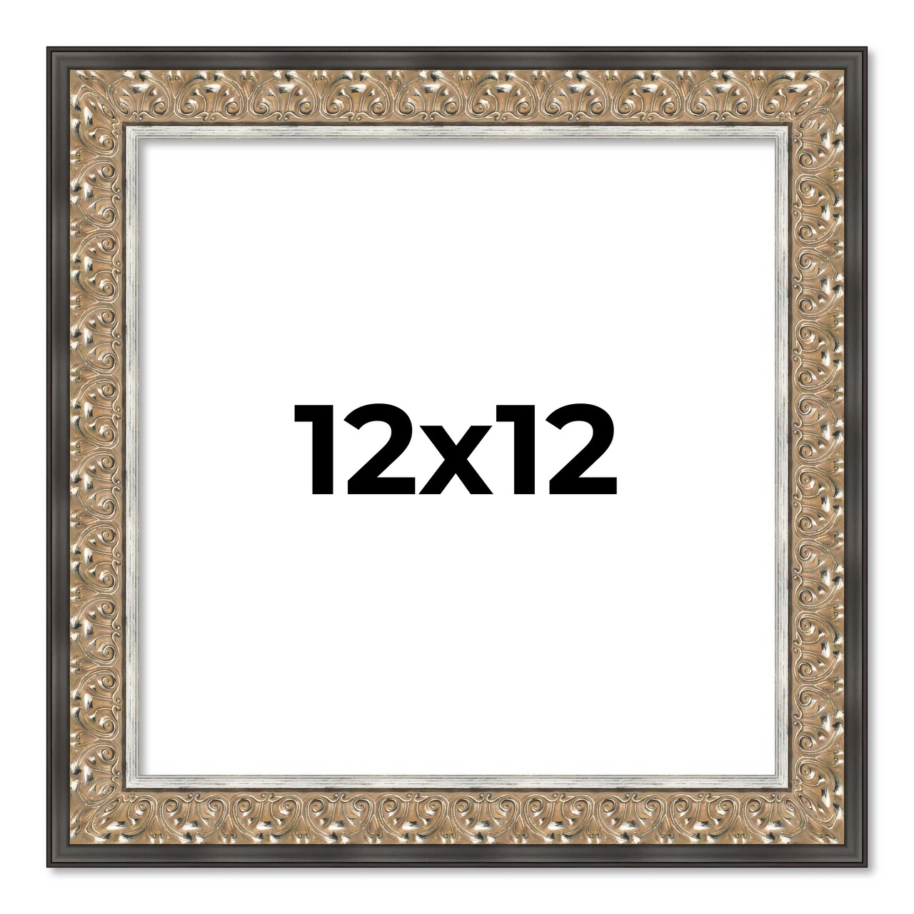 Square Ornate Silver Picture Frame - UV Acrylic, Foam Board Backing, Hanging Hardware